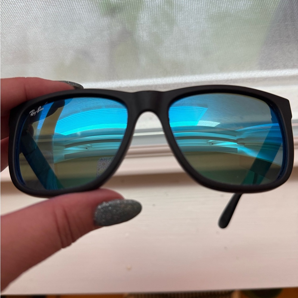 Ray-Ban Black Frame with Reflective Blue Lenses Wayfarer